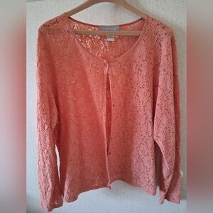Modern Soul Peach Lace Button-Up Cardigan